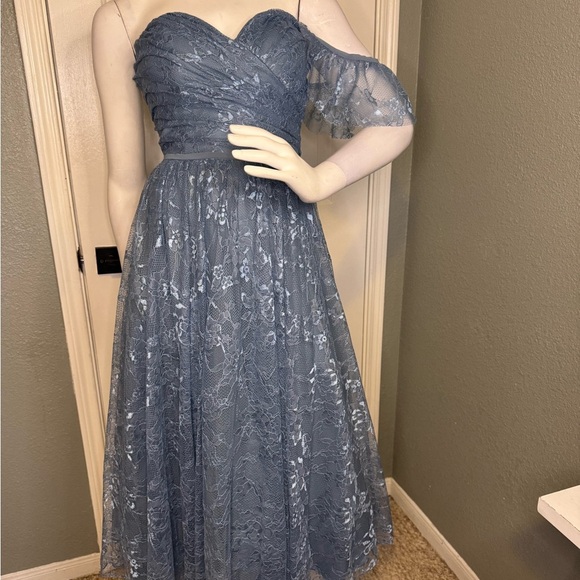 Mori Lee Bridesmaid, Social, Formal, Prom Dresses, size 12 Color Slate Blu - Picture 4 of 15